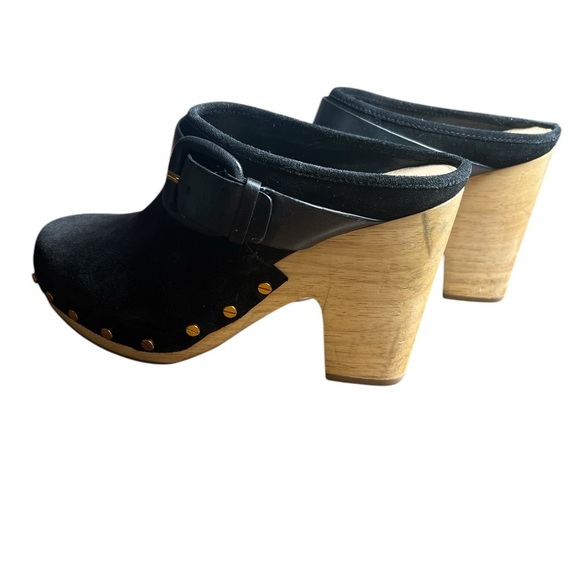 Veronica Beard Dacey Black Suede Studded Clog Mules Wood Heel Women’s Size 8 NEW - Picture 6 of 7